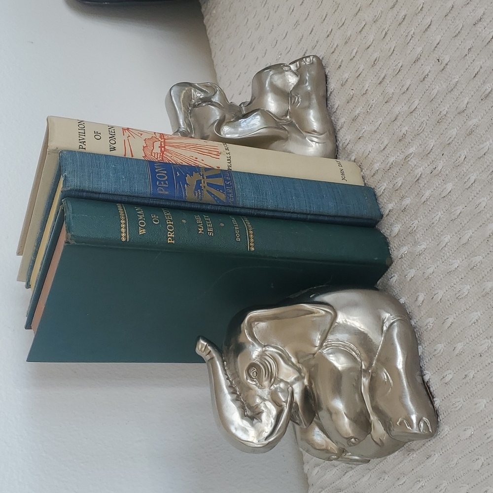 Vintage Nickel Plated PM Craftman Elephant Book Ends